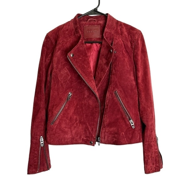 Blank NYC Women's Leather Suede Moto Biker Jacket in Ruby Red #73K-9114NO Sz S - Picture 1 of 15